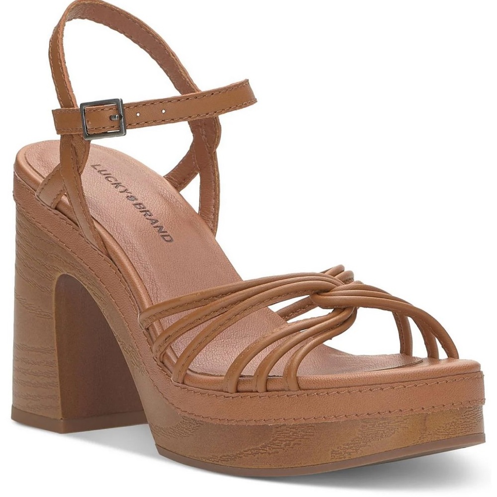 NWT Lucky Brand Ismene Buckle Leather Platform Sandals  Size 9.5 - Picture 2 of 5